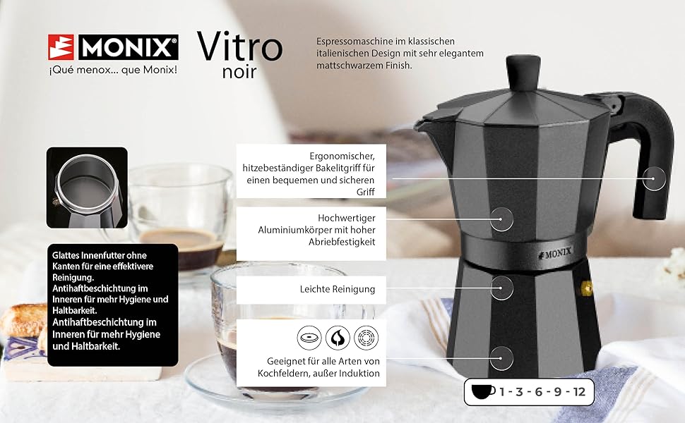 Кофеварка для эспрессо на 12 чашек Vitro Noir Monix