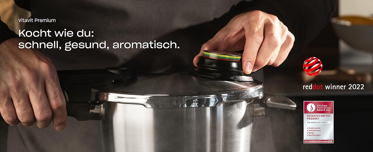 Премиум/скороварка, 4 части (6л - Ø 22 см и Rapid Frying Pan 2,5 л - Ø 22 см) с металлической крышкой, вставка - Сделано в Германии, индукционный 2,5 л и 6 л