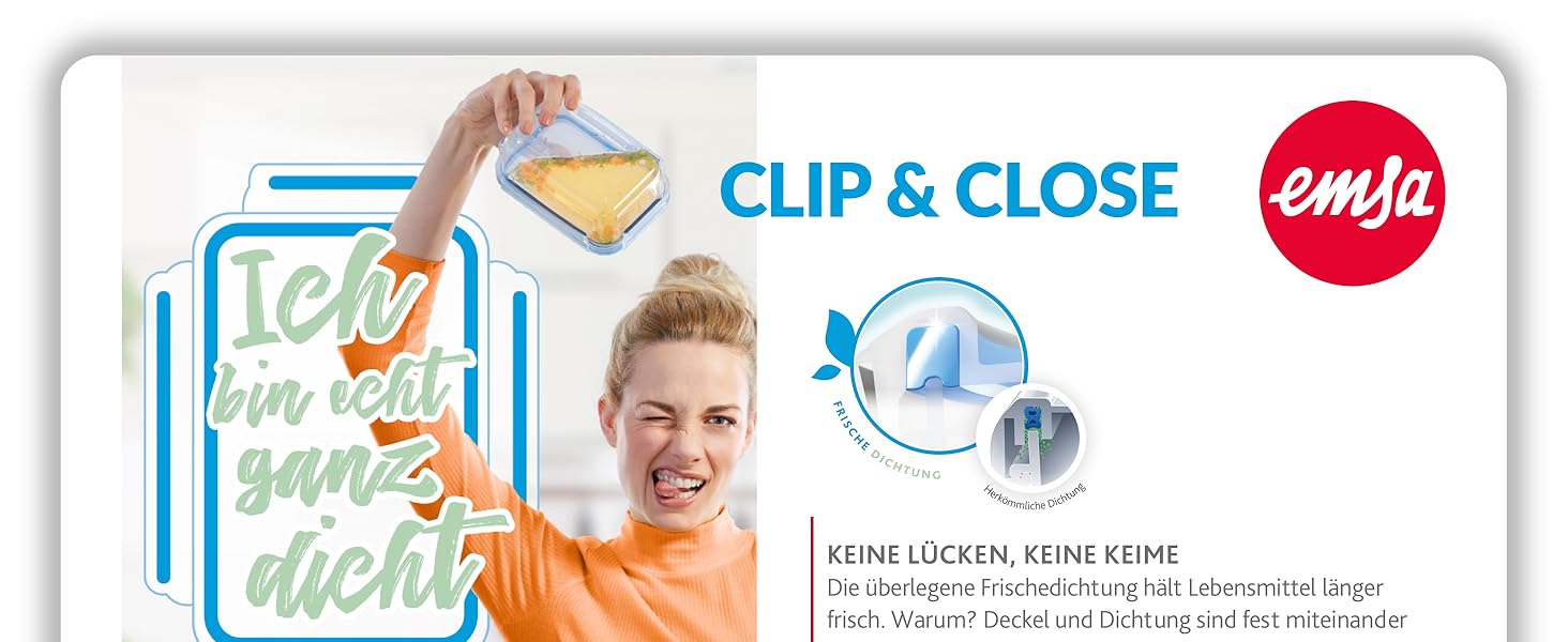 Контейнер стеклянный 0,5 л Clip&Close Glas Emsa