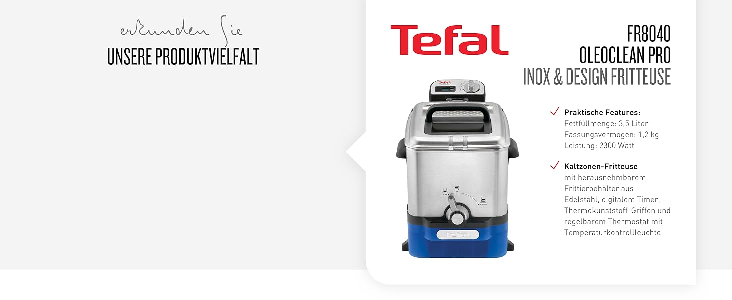 Фритюрница Tefal Uno M FF215D 1470 Вт / Емкость 1 кг Регулируемй термостат Смотровое окно Положение для слива вод Нержавеющая сталь/Чернй