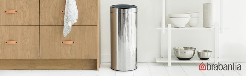 Мусорный бак 30 л глянцевая сталь Touch Bin Brabantia