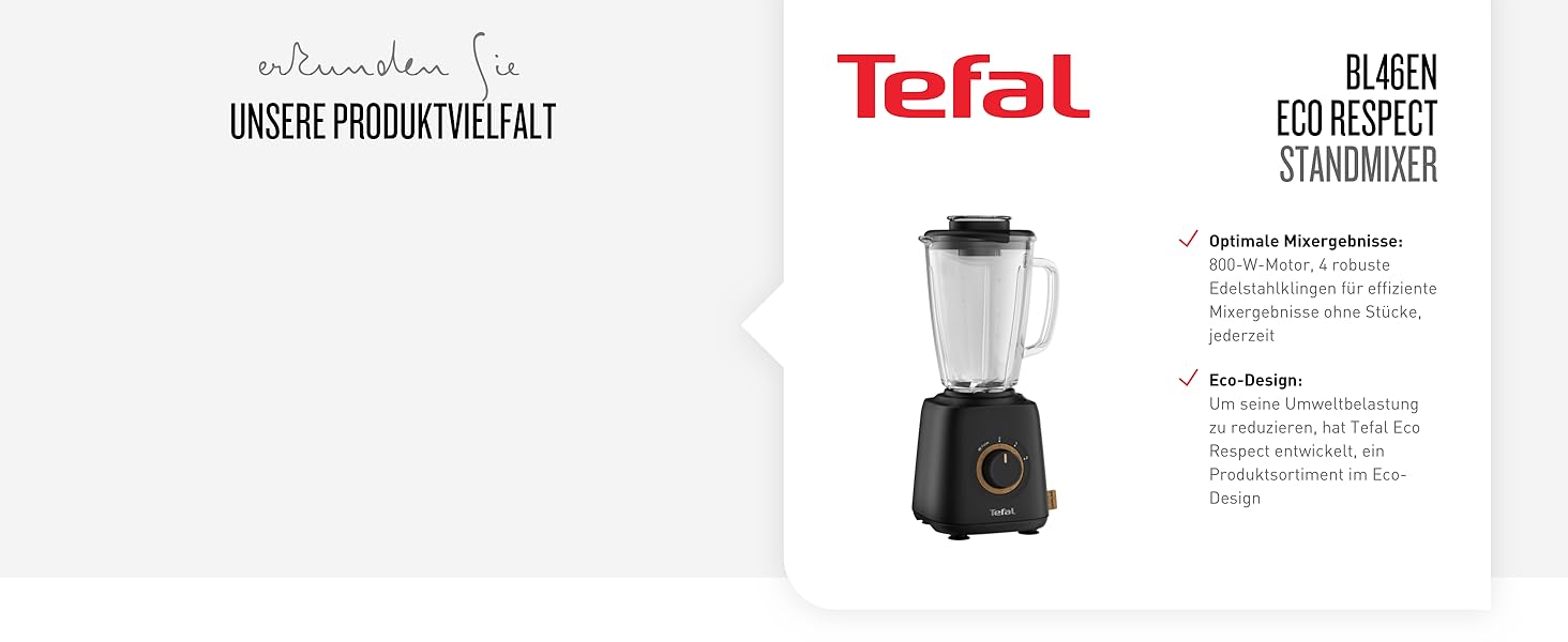 Ручной электрический блендер Tefal HB46E8 Eco Respect / 600 Вт / 2 скорости / мерный стакан 800 мл / защита от брызг / черный