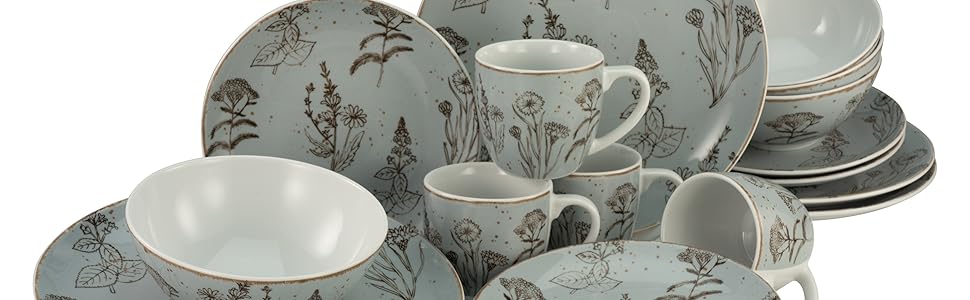 Столовый сервиз, фарфоровый на 4 человека 16 предметов Vintage Flowers Series CreaTable