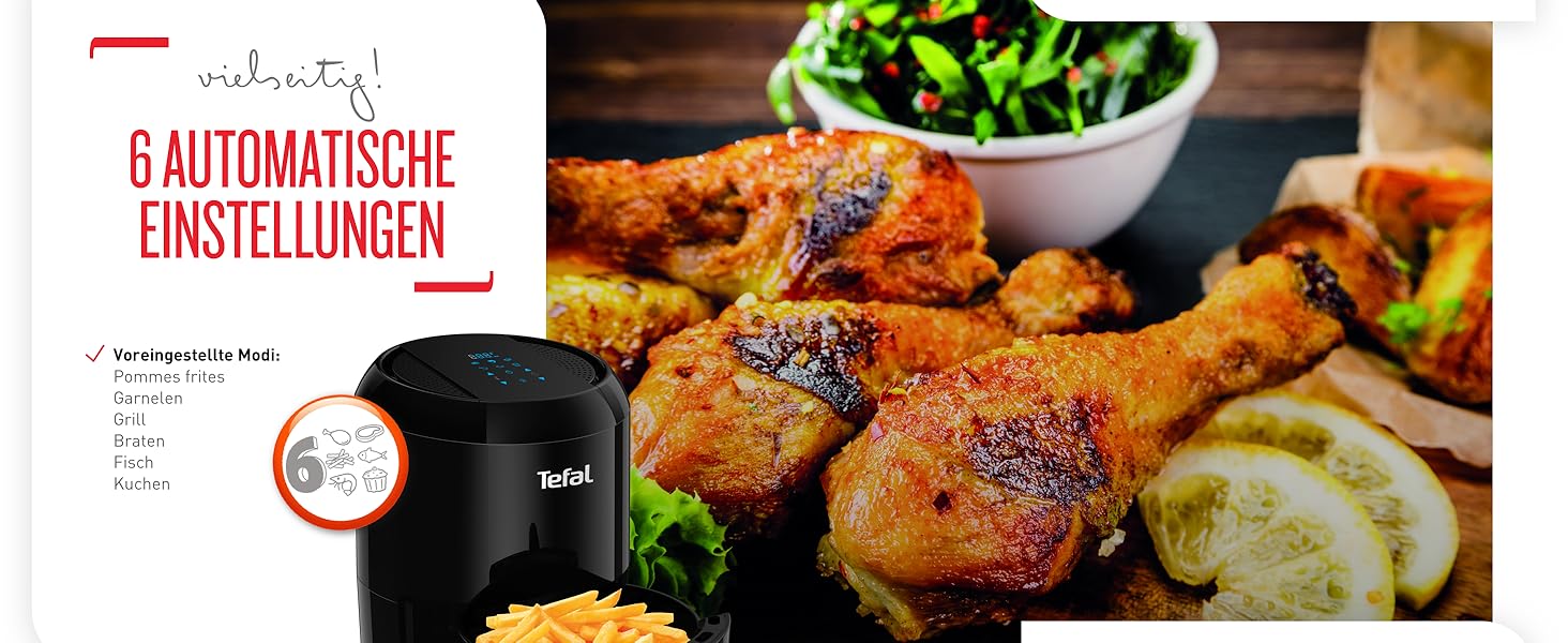 Фритюрница Easy Fry Compact Фритюрница для 1-2 человек Вместимость 1,6 л 6 автоматических программ цифровой дисплей нергосберегающая / фритюрница для здорового питания без масла Черная компактная фритюрница Easy Fry Компактная одиночная компактная