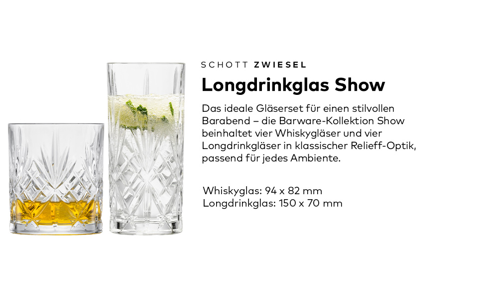 Набор из 8 стаканов для виски и коктейлей Schott Zwiesel 4х368 мл/4х334 мл