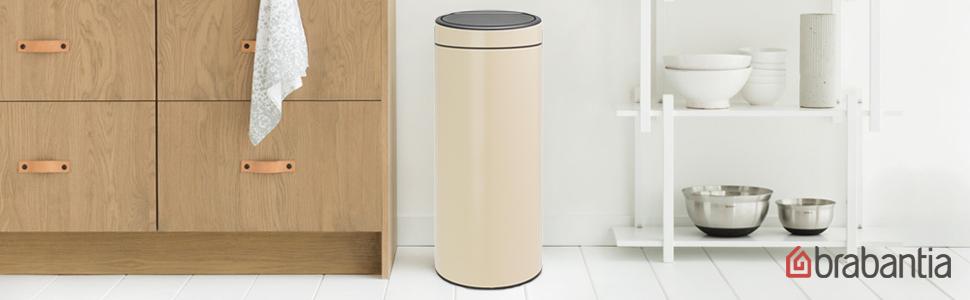 Мусорный бак 30 л миндальный Touch Bin Brabantia