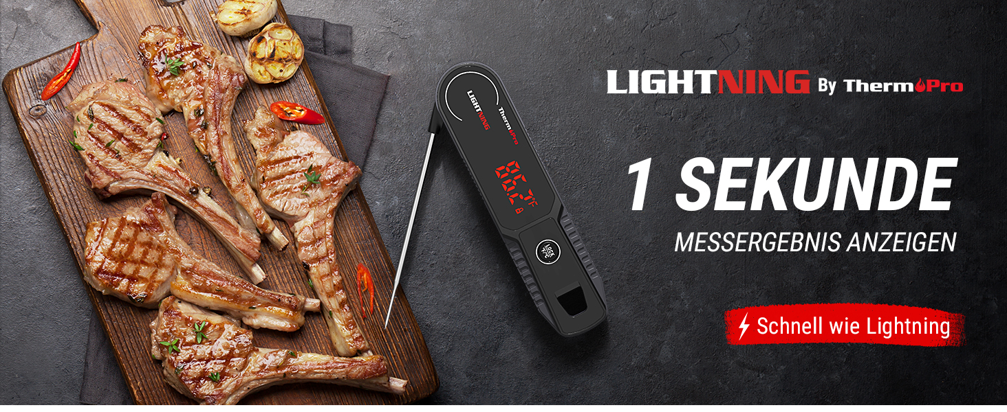 Термометр для бстрого приготовления мяса ThermoPro Lightning 1s 0,3 точнй кухоннй термометр IP65 Водонепроницаемй термометр для жарки светодиоднй термометр с сердечником кухоннй термометр для приготовления мяса, овощей, теста, детского питания по Цельсию/