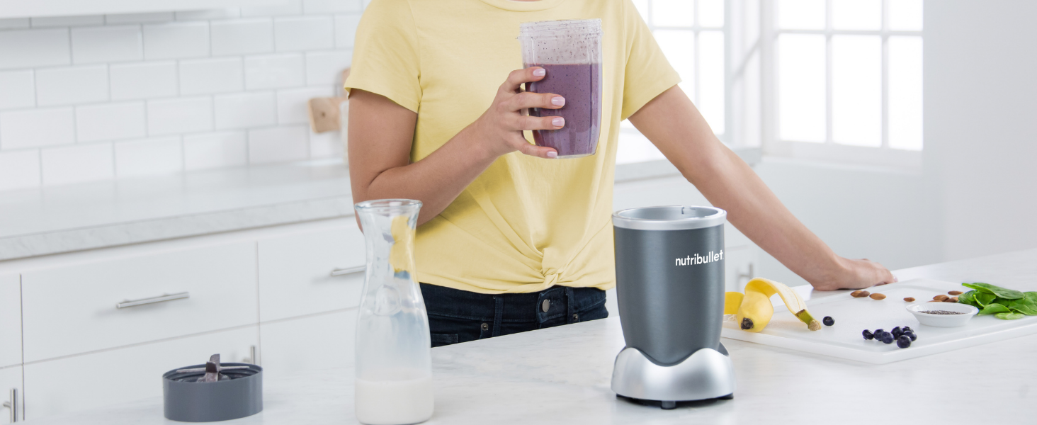 Оригинальная машина для приготовления смузи nutribullet мощностью 600 Вт, простая и бстрая в использовании, Компактная, Легко моющаяся, лектрический блендер, Измельчитель, Блендер для смузи, NB606DG, 1 упаковка, комплект из 3 аксессуаров Один