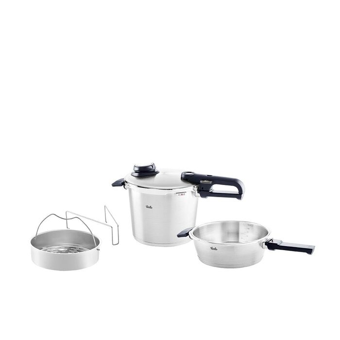 Премиум/скороварка, 4 части (6л - Ø 22 см и Rapid Frying Pan 2,5 л - Ø 22 см) с металлической крышкой, вставка - Сделано в Германии, индукционный 2,5 л и 6 л