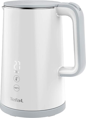 Чайник Tefal KO6931 Sense / емкость 1,5 л цифровой дисплей 5 уровней температур основание на 360 индикатор уровня вод семнй известковй фильтр функция подогрева в течение 30 минут 1800 Вт / белй