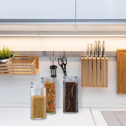 Банки для хранения с крышками, набор из 6 шт., банки, 1300 мл, квадратные банки для хранения, герметичные стеклянные контейнеры, прозрачные