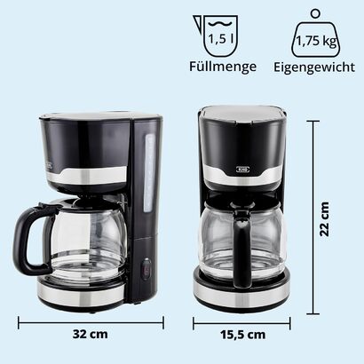 Кофемашина 1,5 л 1000 Вт Black KHG