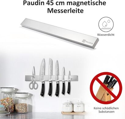 Набор кухонных ножей с магнитным держателем 7 предметов PAUDIN