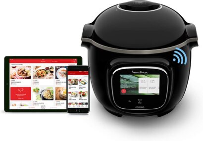 Интеллектуальная мультиварка Moulinex Cookeo Touch / 1600 Вт / 6 л / Touch Connect WiFi / черный