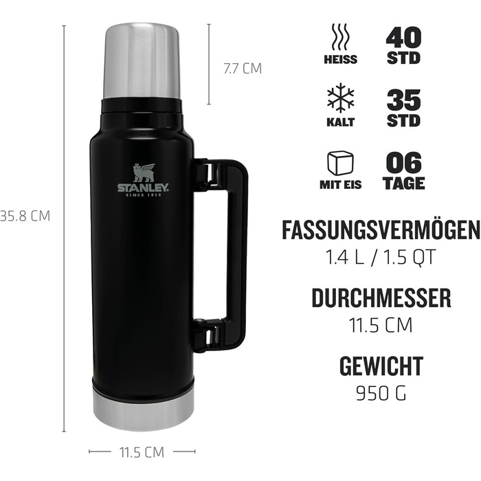 Термос 1,4 л Classic Legendary Matte Black Stanley