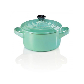 Мини-кокотница с крышкой 10 см, бирюзовая Cool Mint Metallic Le Creuset