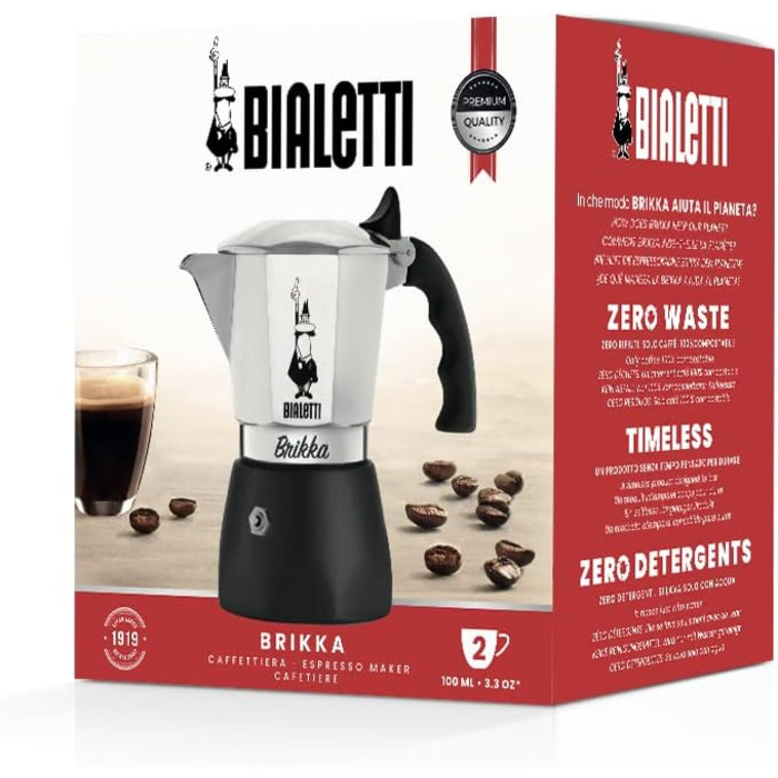 Кофеварка для эспрессо на 2 чашки Brikka Bialetti