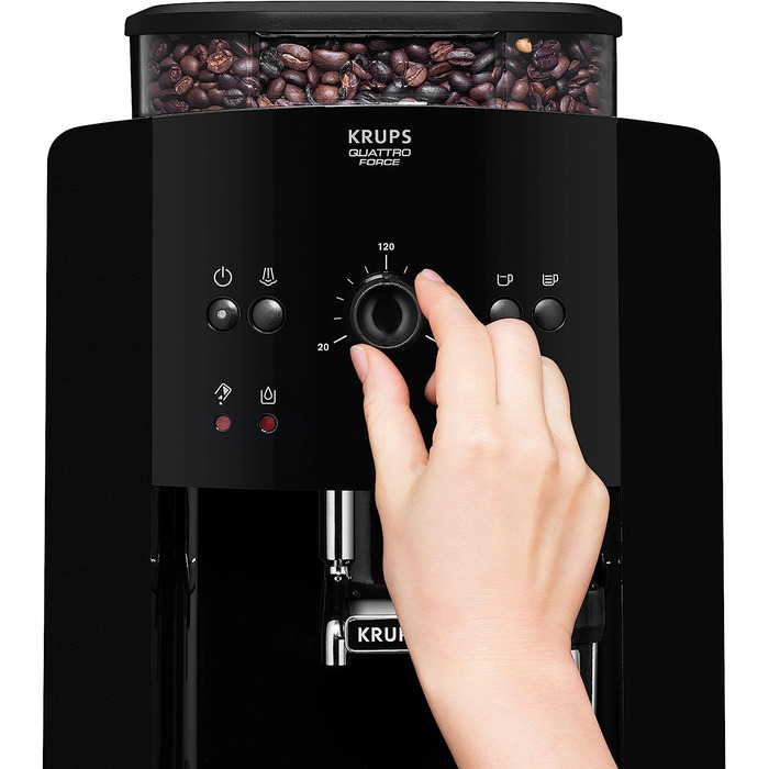 Кофемашина на 2 чашки 1450 Вт, с кофемолкой, черная Arabica Picto Quattro Force EA8110 Krups