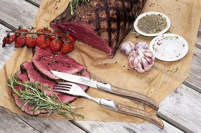 Набор вилок для стейка с футляром 6 предметов Olive Wood Luxury Line Laguiole