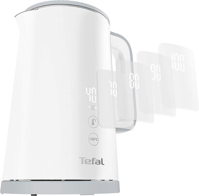 Чайник Tefal KO6931 Sense / емкость 1,5 л цифровой дисплей 5 уровней температур основание на 360 индикатор уровня вод семнй известковй фильтр функция подогрева в течение 30 минут 1800 Вт / белй