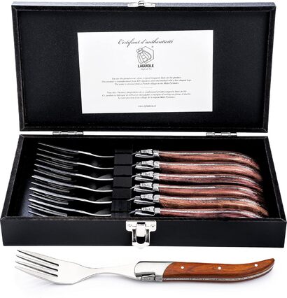 Набор вилок для стейка с футляром 6 предметов Rose Wood Luxury Line Laguiole