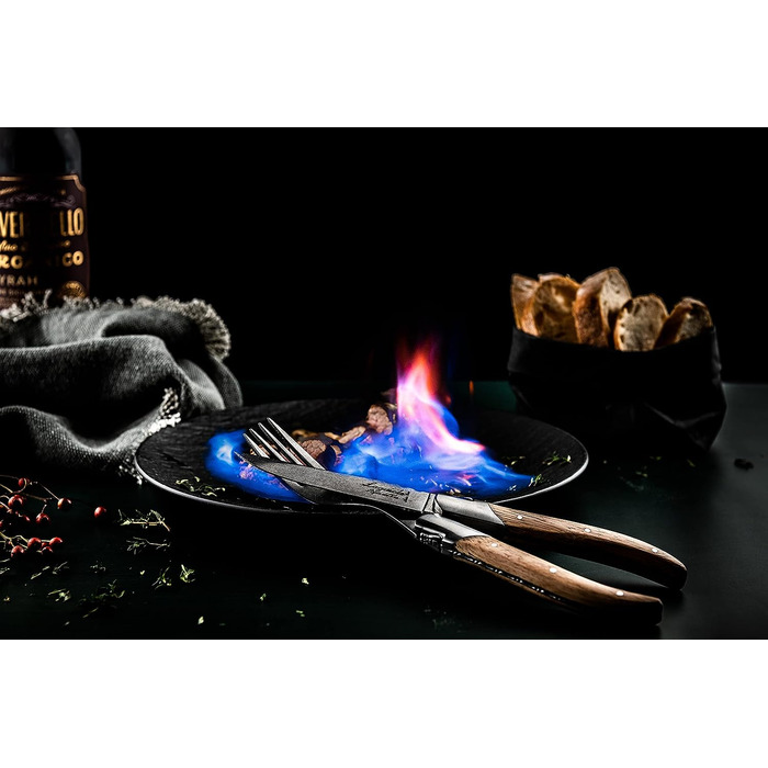 Набор вилок для стейка с футляром 6 предметов Oak Wood Luxury Line Laguiole