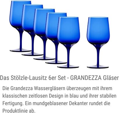 Набор стаканов для воды 6 шт. 340 мл, синий Grandezza Stölzle Lausitz