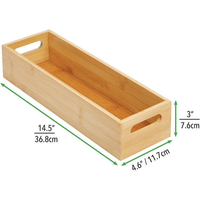 Набор ящиков для хранения 14,5 х 4,6 х 3 см, бамбук mDesign
