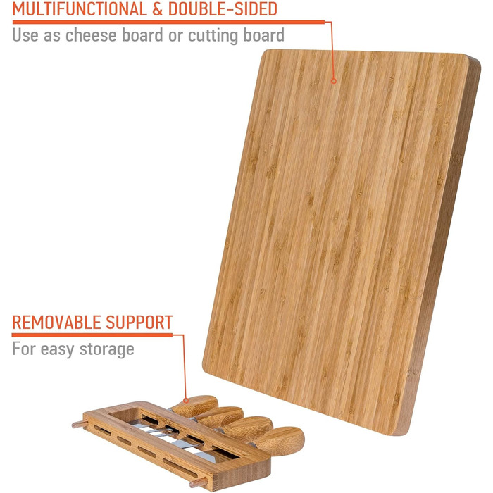 Бамбуковая разделочная доска с набором ножей для сыра 35,5 x 28 см, 5 предметов BlauKe
