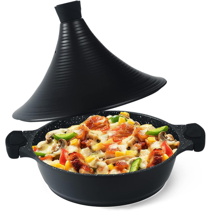 Марокканский тажин с конусообразной крышкой 28 см, черный Scheffler