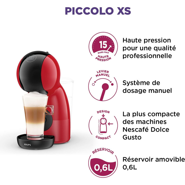 Капсульная кофемашина 0,8 л 1500 Вт, красная Nescafé Dolce Gusto Piccolo XS Krups