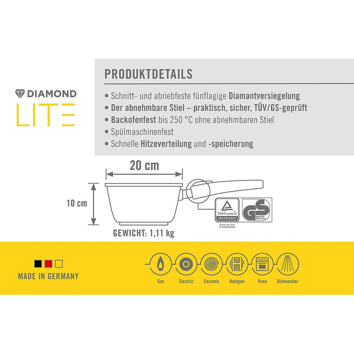 Ковш 2.5 л 20 см Diamond Lite Woll