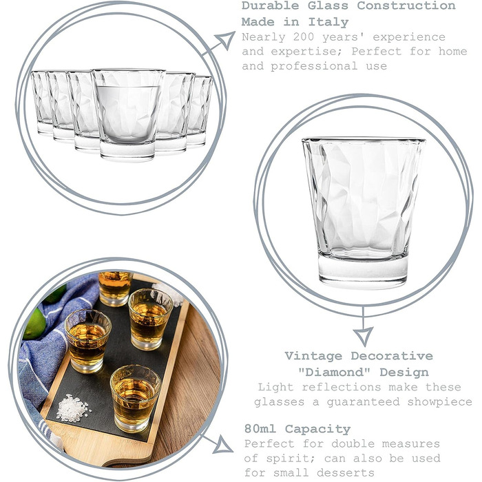 Набор рюмок 80 мл, 6 предметов Diamond Bormioli Rocco