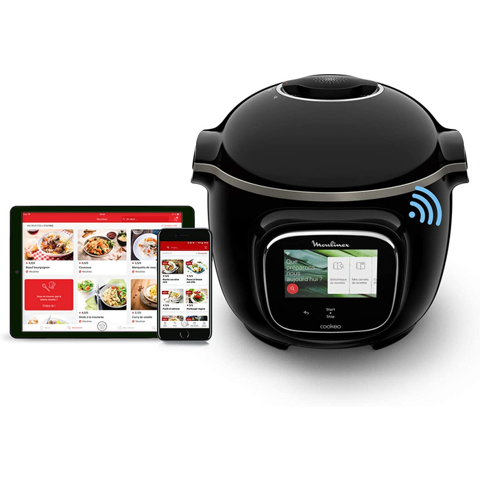 Интеллектуальная мультиварка Moulinex Cookeo Touch / 1600 Вт / 6 л / Touch Connect WiFi / черный