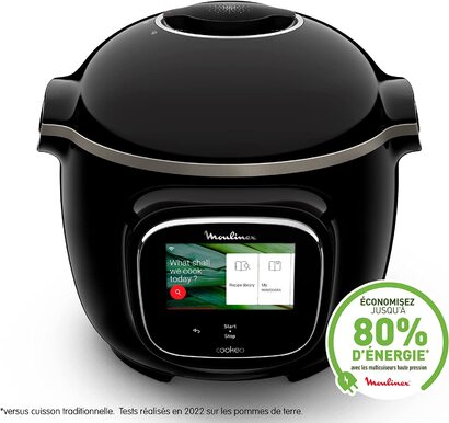 Интеллектуальная мультиварка Moulinex Cookeo Touch / 1600 Вт / 6 л / Touch Connect WiFi / черный