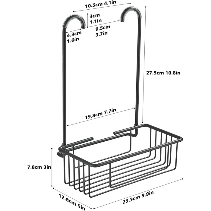 Подвесная полка для ванной комнаты 25 x 13 x 35 см, черная Wopeite