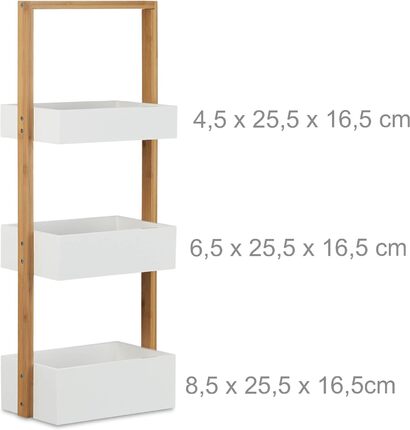 Полка для ванной комнаты с 3 корзинами 76 x 30 x 18,5 см Relaxdays