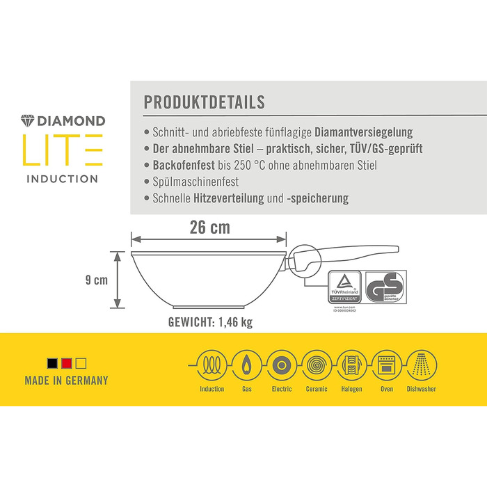 Вок-сковорода 26 см Diamond Lite Woll