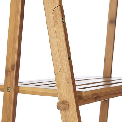 Вешалка для полотенец бамбуковая, складная, маленькая вешалка для одежды, 3 полки, 3 вешалки для полотенец, 4 боковых крючка, ВхШхГ 152 x 53 x 31 см, дерево, натуральный Коттедж