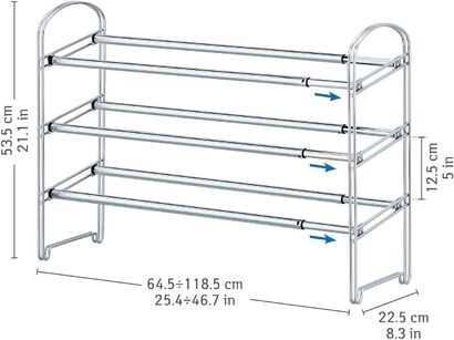 Регулируемая полка для обуви 3 - ярусная 118,5 х 22,5 х 53,5 см Tatkraft