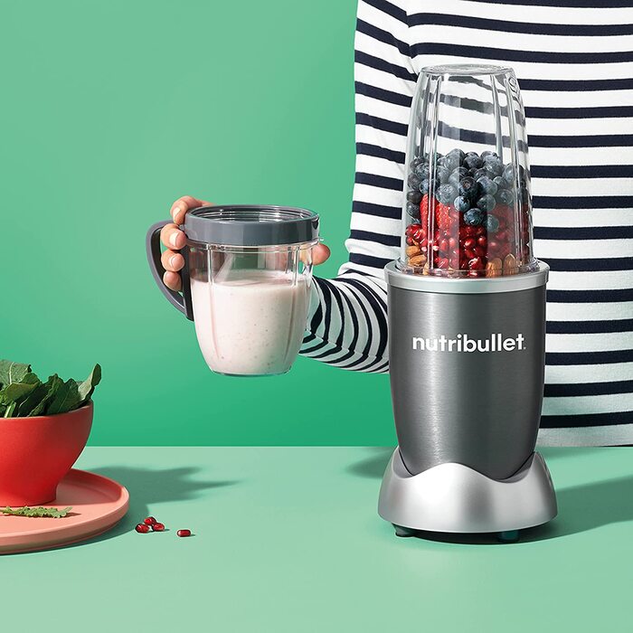 Оригинальная машина для приготовления смузи nutribullet мощностью 600 Вт, простая и бстрая в использовании, Компактная, Легко моющаяся, лектрический блендер, Измельчитель, Блендер для смузи, NB606DG, 1 упаковка, комплект из 3 аксессуаров Один