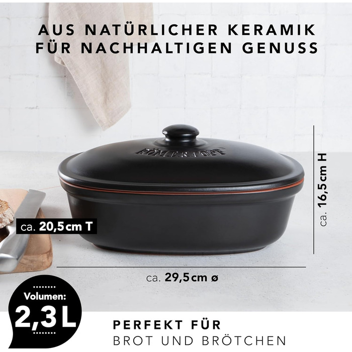Хлебница 29,5 х 20,5 см Black Medi Oval Römertopf
