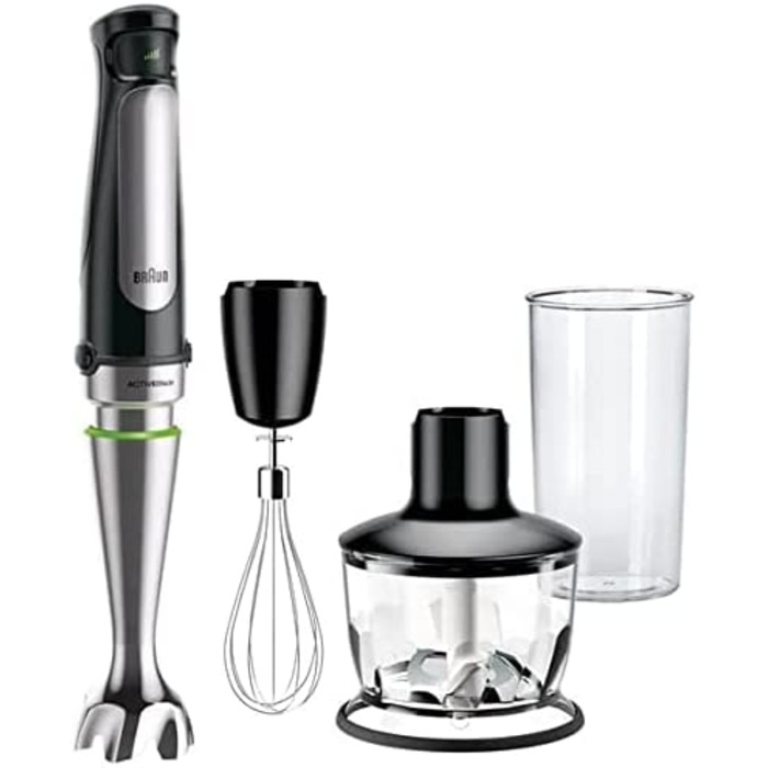 Ручной блендер Braun MultiQuick 7 MQ 7035X / 1000 Вт / 3 предмета / измельчитель 500 мл / стакан 600 мл / нержавеющая сталь