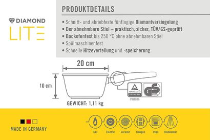 Ковш 2.5 л 20 см Diamond Lite Woll