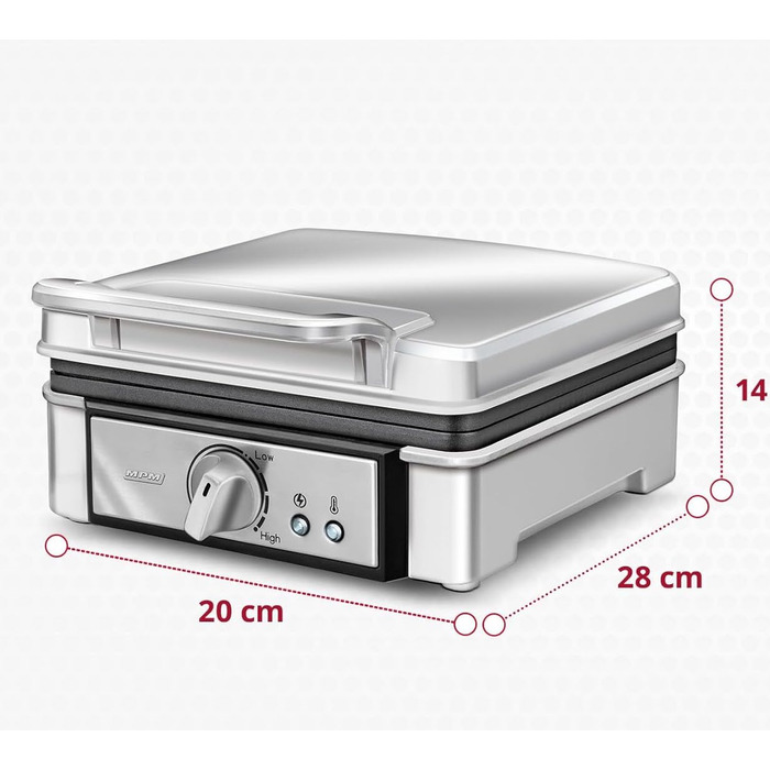 Профессиональная вафельница MPM MGO13 / 1400 Вт / антипригарное покрытие / нержавеющая сталь