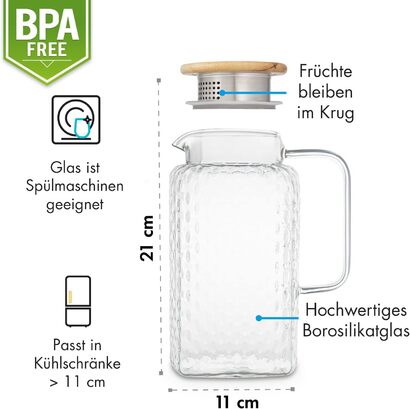 Стеклянный графин с крышкой 1,5 л GLASWERK