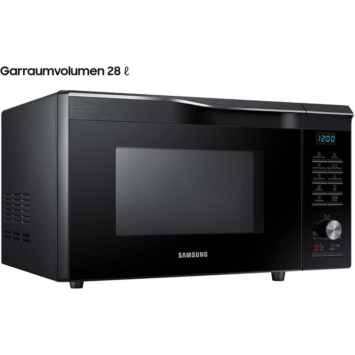 Микроволновая печь Samsung MC2BM6035KK/EC с грилем и горячим воздухом, 900 Вт, 28 Варочная панель, ширина 51,7 см, внутренняя поверхность из керамической мали, устойчивая к царапинам, технология горячего вдувания, чернй