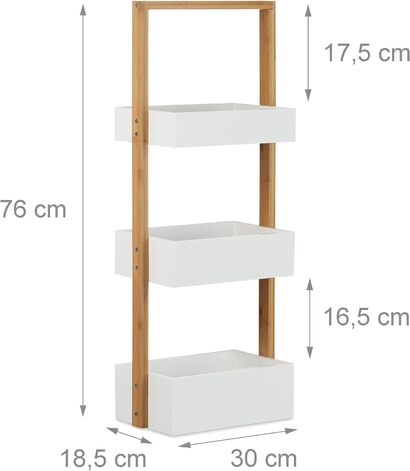 Полка для ванной комнаты с 3 корзинами 76 x 30 x 18,5 см Relaxdays
