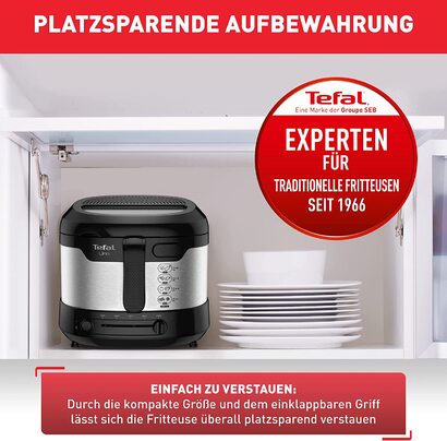 Фритюрница Tefal Uno M FF215D 1470 Вт / Емкость 1 кг Регулируемй термостат Смотровое окно Положение для слива вод Нержавеющая сталь/Чернй