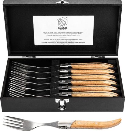 Набор вилок для стейка с футляром 6 предметов Oak Wood Luxury Line Laguiole